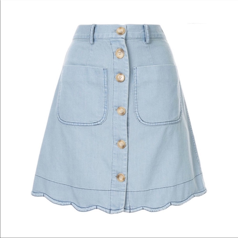 Sea Dakota Denim Skirt with Scalloped Detail Size 8